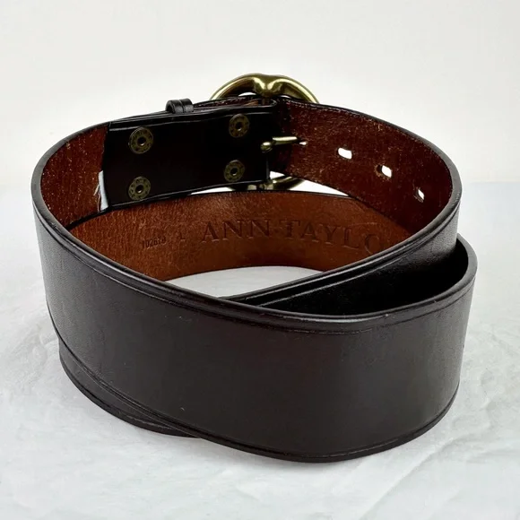 Ann Taylor Chocolate Belt with Brass Buckle - Picture 5 of 9